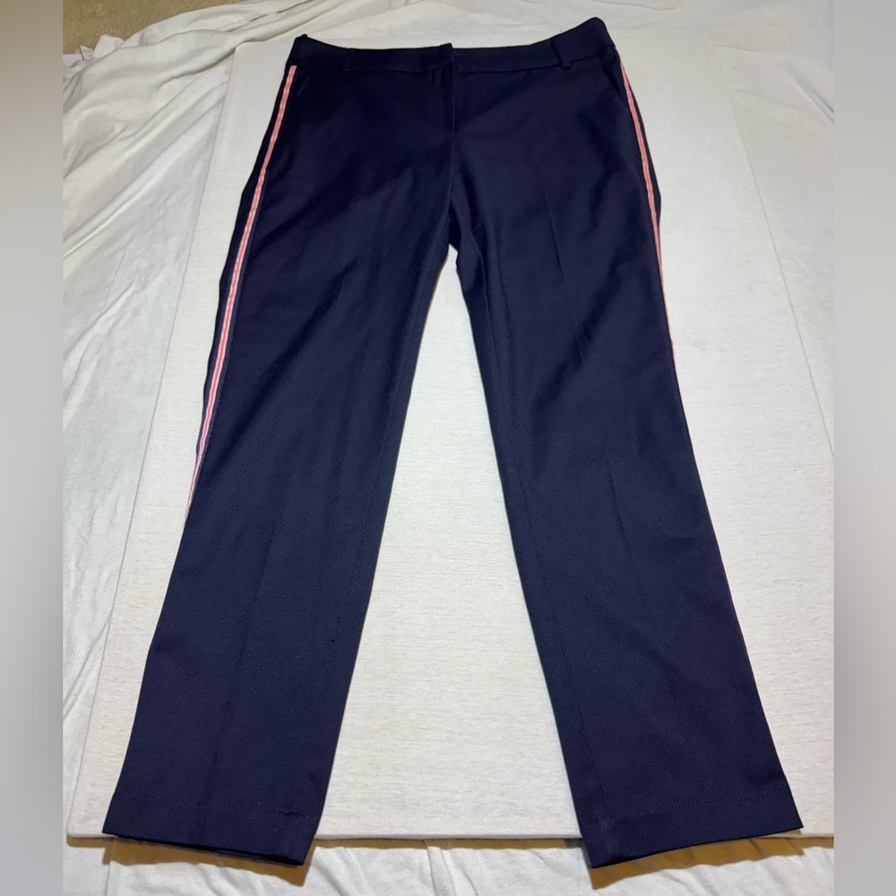 Navy Pants With Pink Stripes